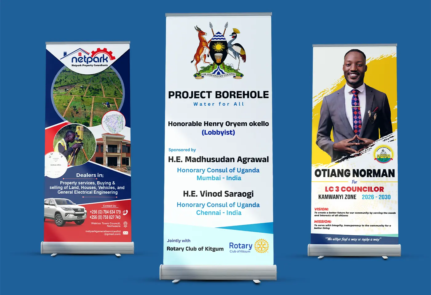 Small Base Roll Up Banners by Kamog Artistry (U) Ltd