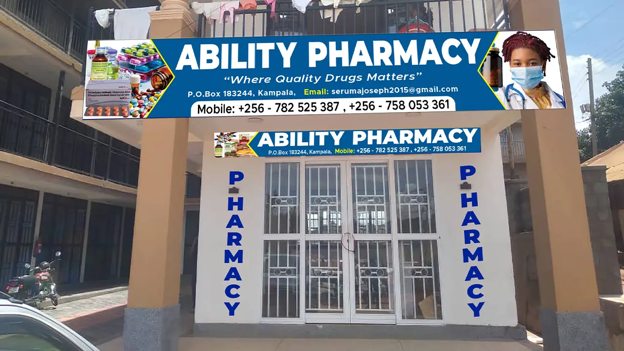 Ability Pharmacy shop branding with light box signage and wall lettering