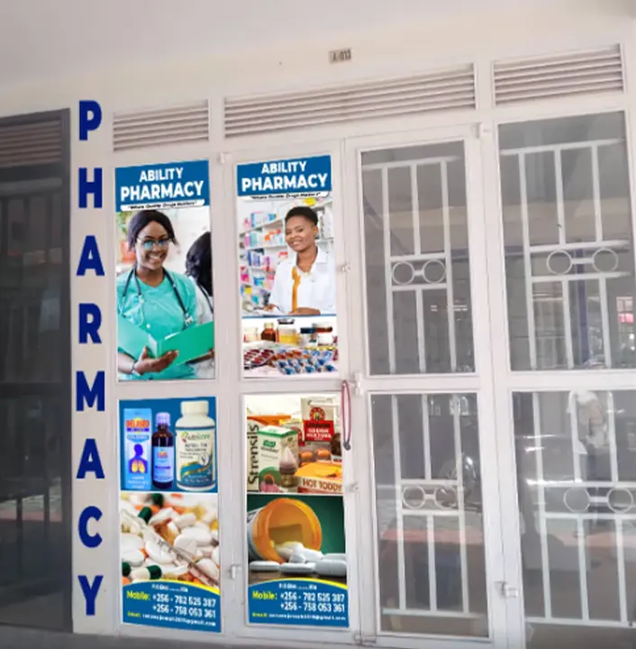 One way vision window branding installation for Ability Pharmacy