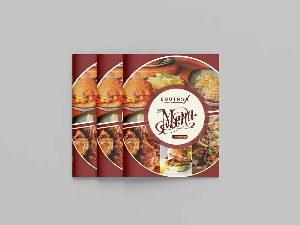 Multiple Equinox printed menu covers ready for restaurant use