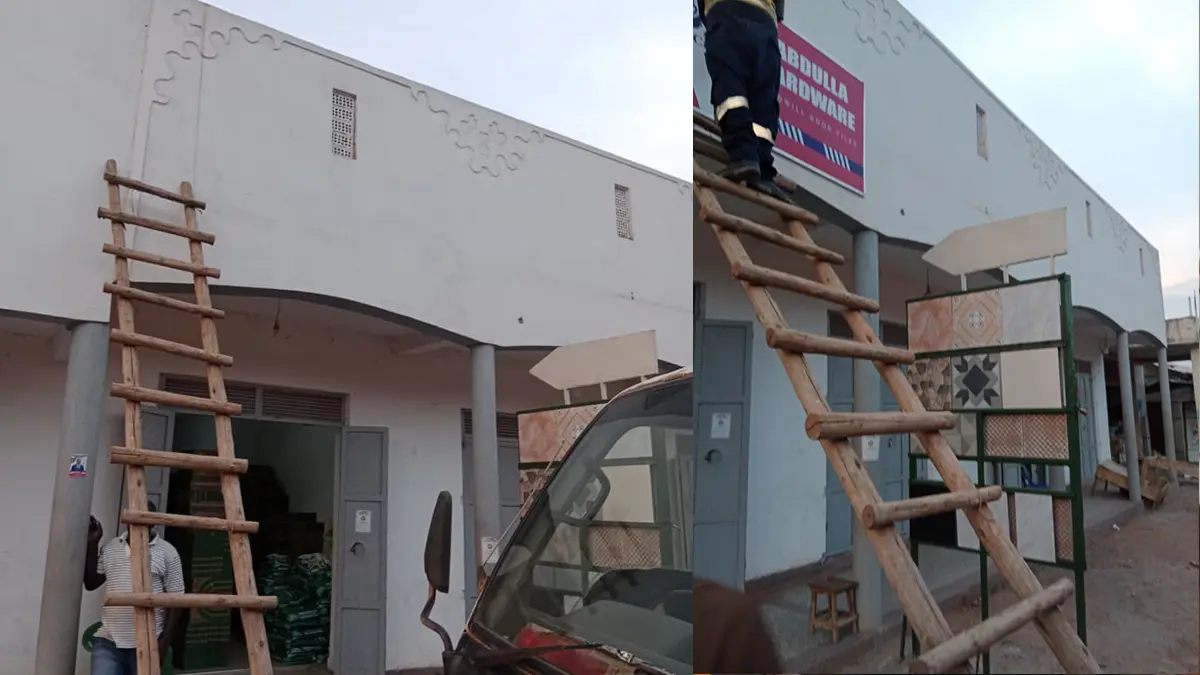 Installation underway on the roadside frontage at Abdulla Hardware • Buwalula for the Goodwill and Crown Crane rollout