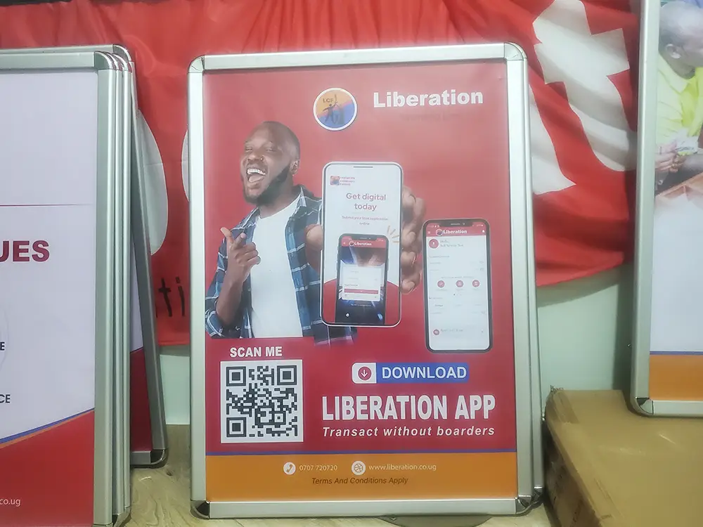 Liberation App QR code snapper frame with fitted vinyl artwork by Kamog Artistry