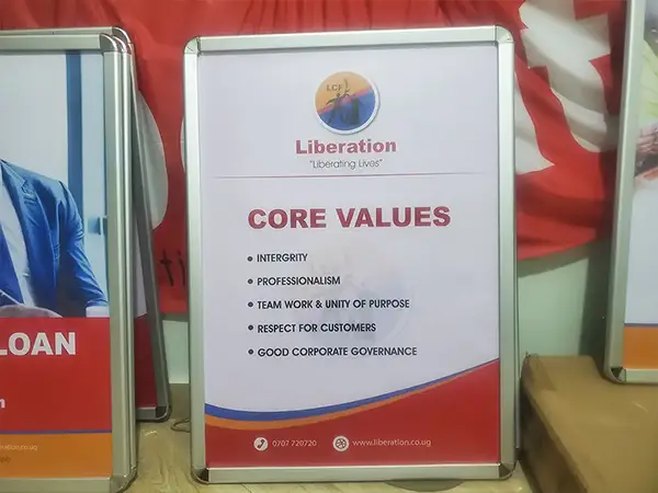 Liberation Community Finance snapper frames and teardrop banners supply by Kamog Artistry