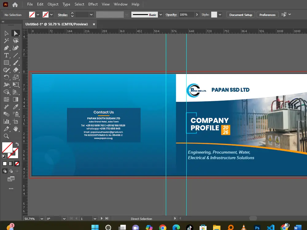 Print-ready bleed setup for the PAPAN SSD company profile