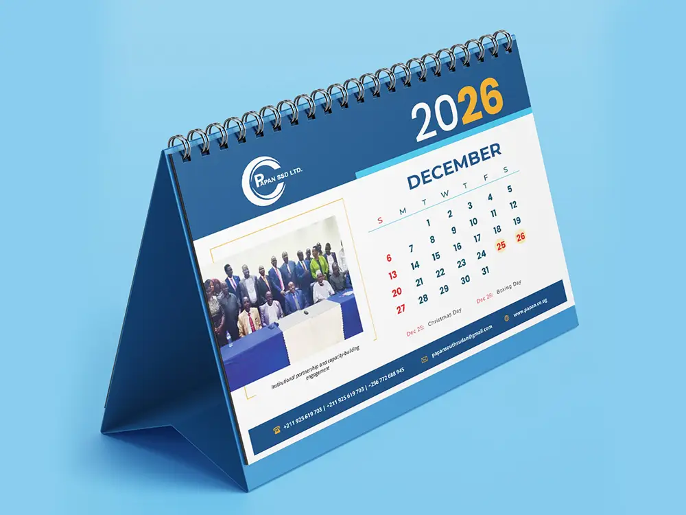 PAPAN SSD custom table calendar design mockup