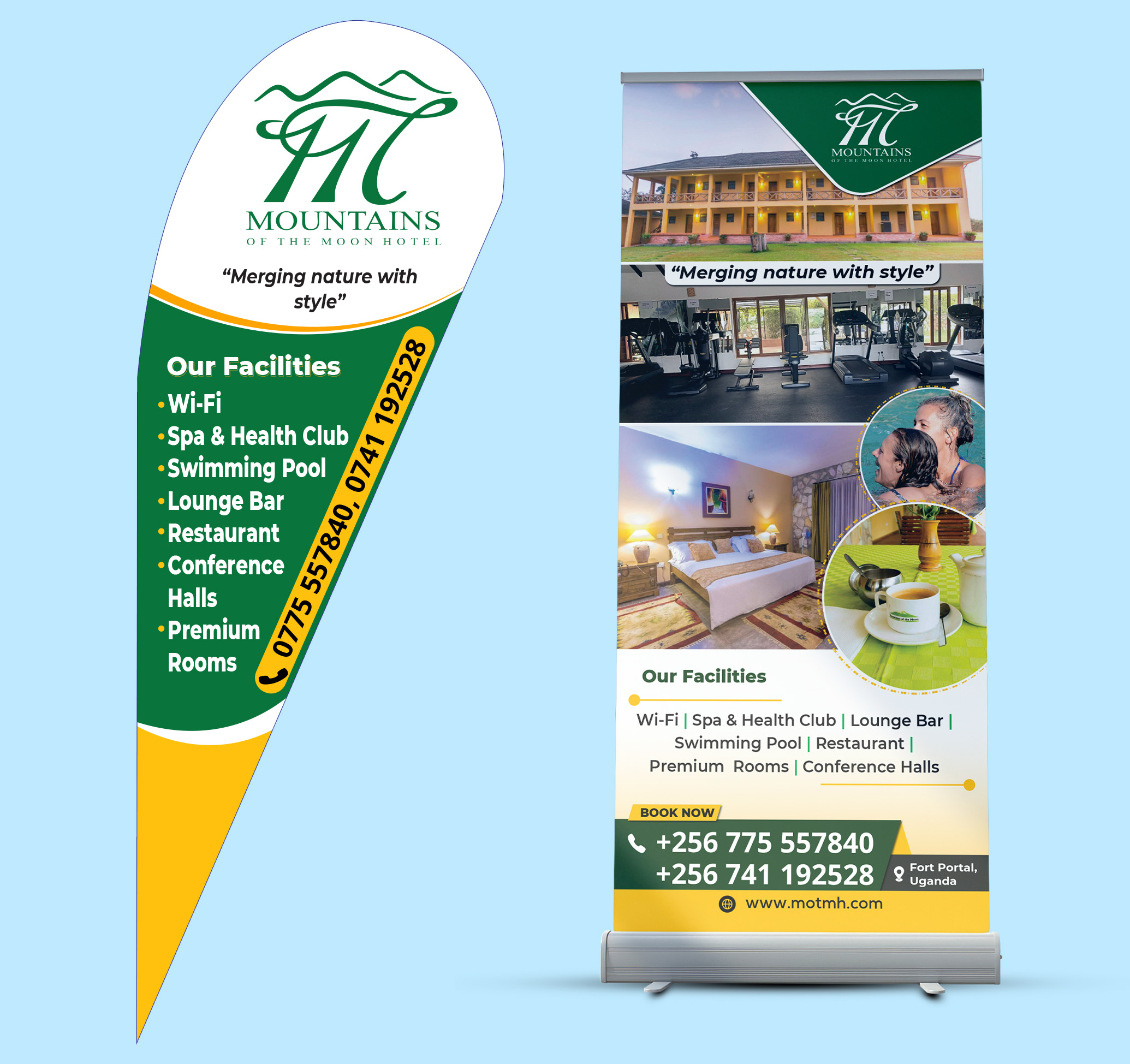 Mountains of the Moon tourism event branding in Munyonyo Kampala (pull-ups, tear drops and installation)