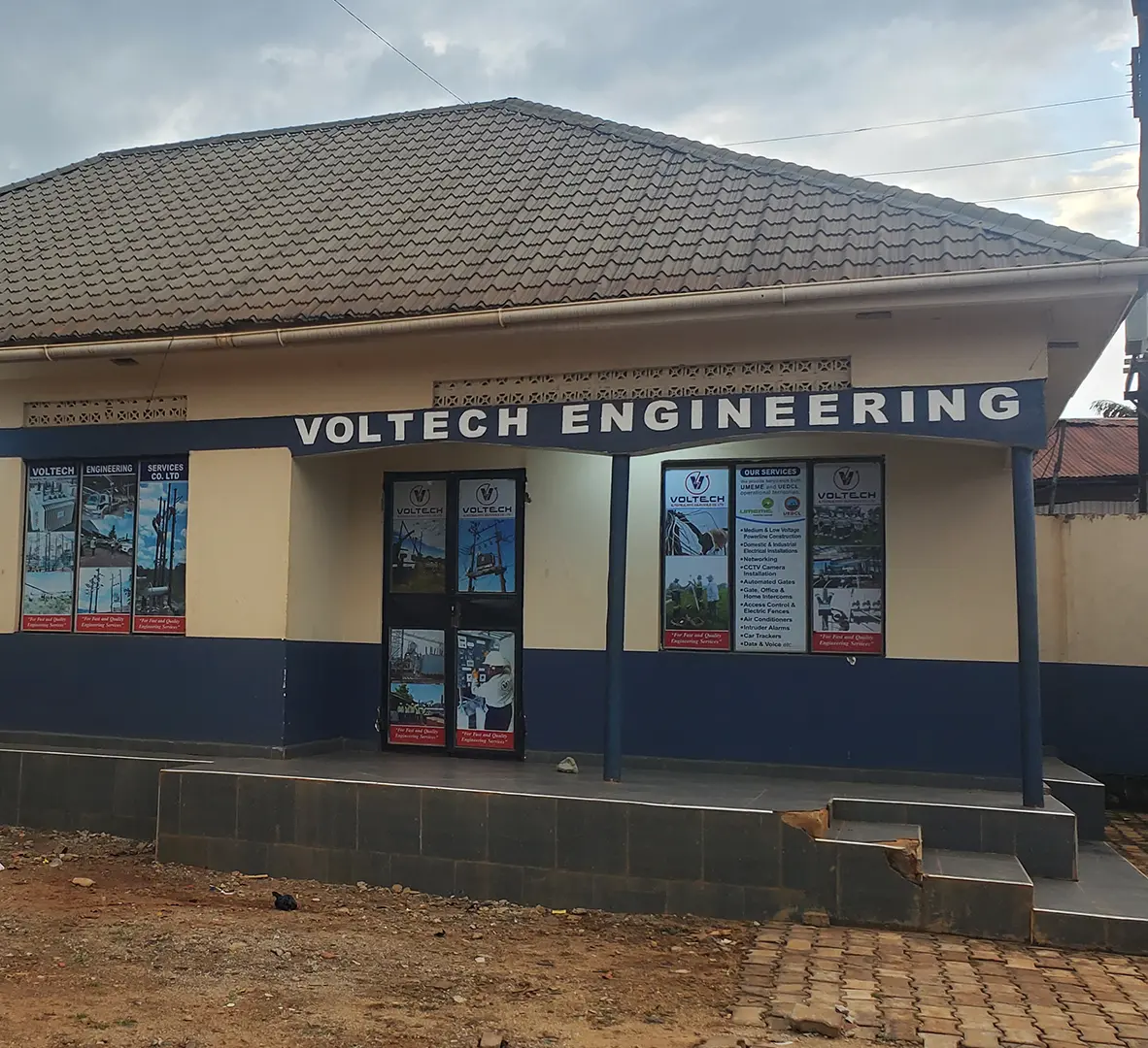Voltech Engineering corporate rebrand in Kampala — logo redesign, brand identity system and office branding rollout by Kamog Artistry