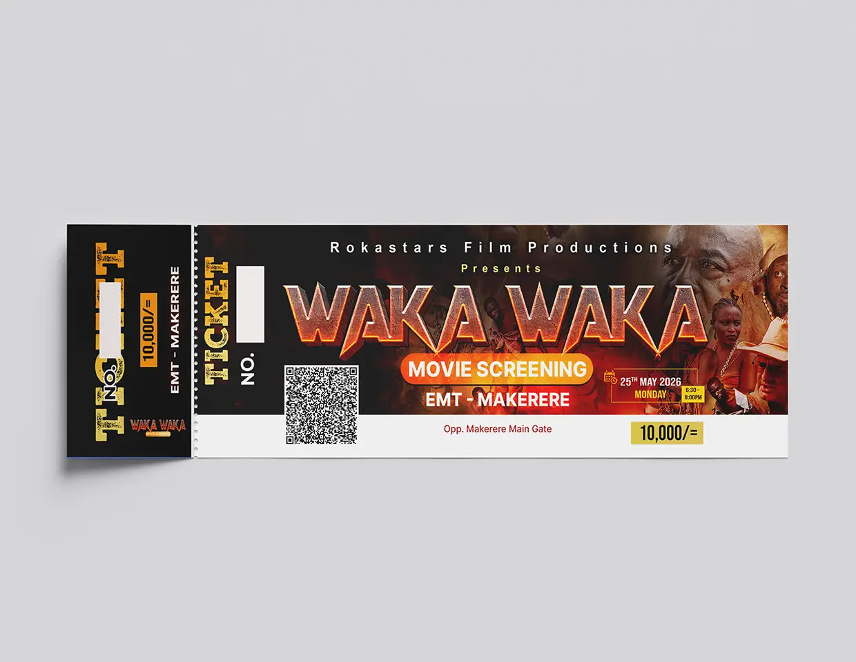 EMT Makerere Waka Waka movie ticket mockup
