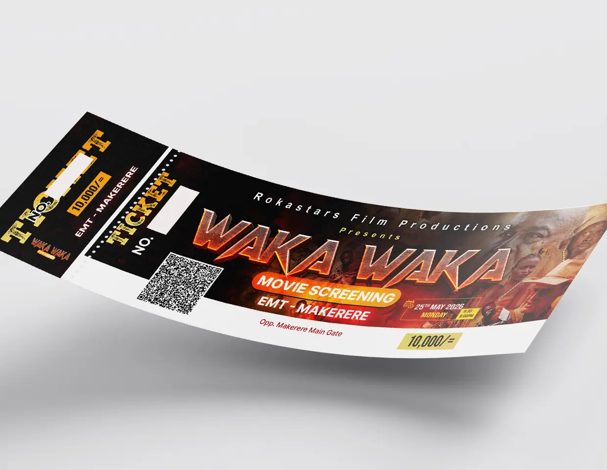 Cinemax Acacia Mall Waka Waka movie ticket mockup
