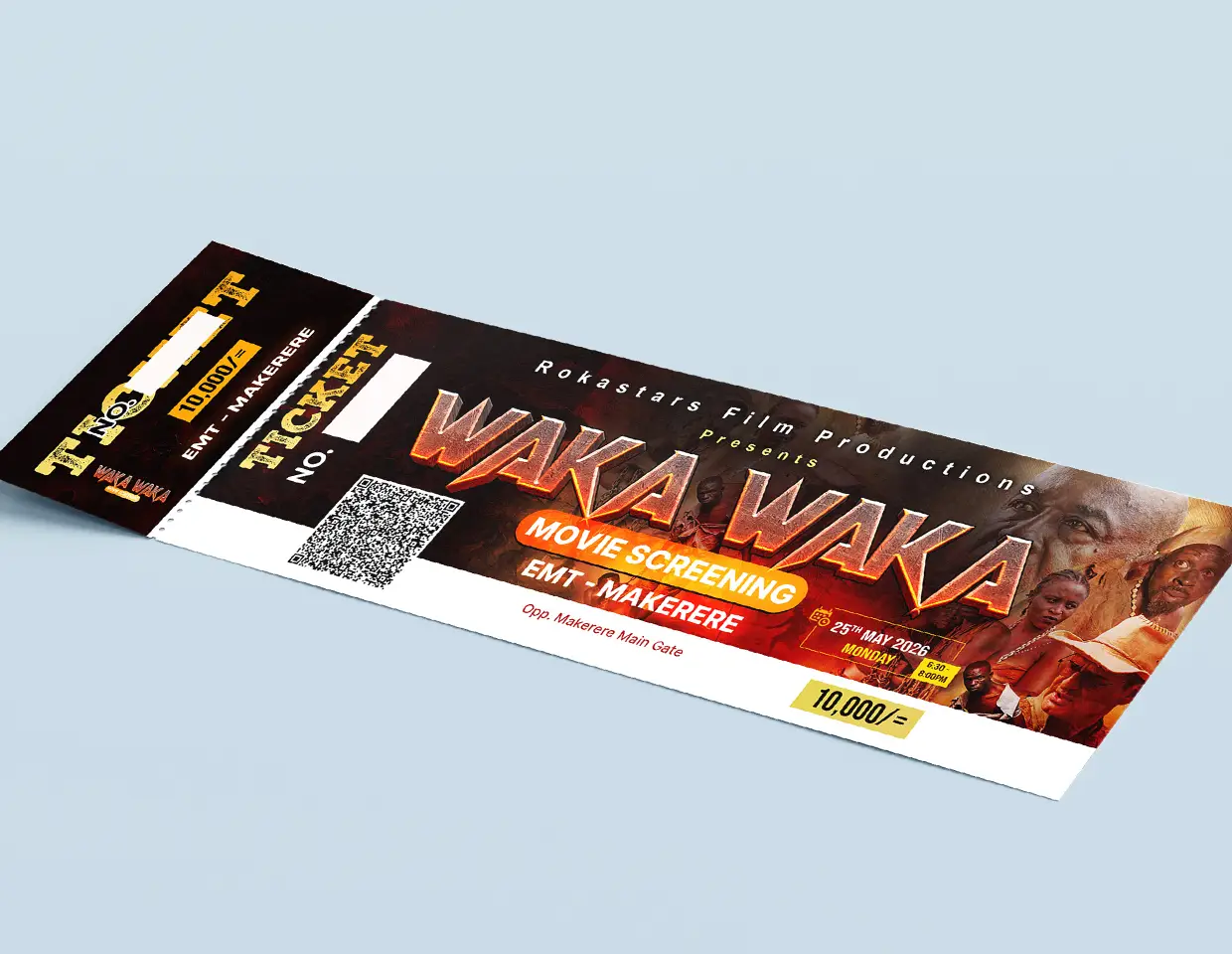 Numax Cinema Entebbe Waka Waka movie ticket mockup