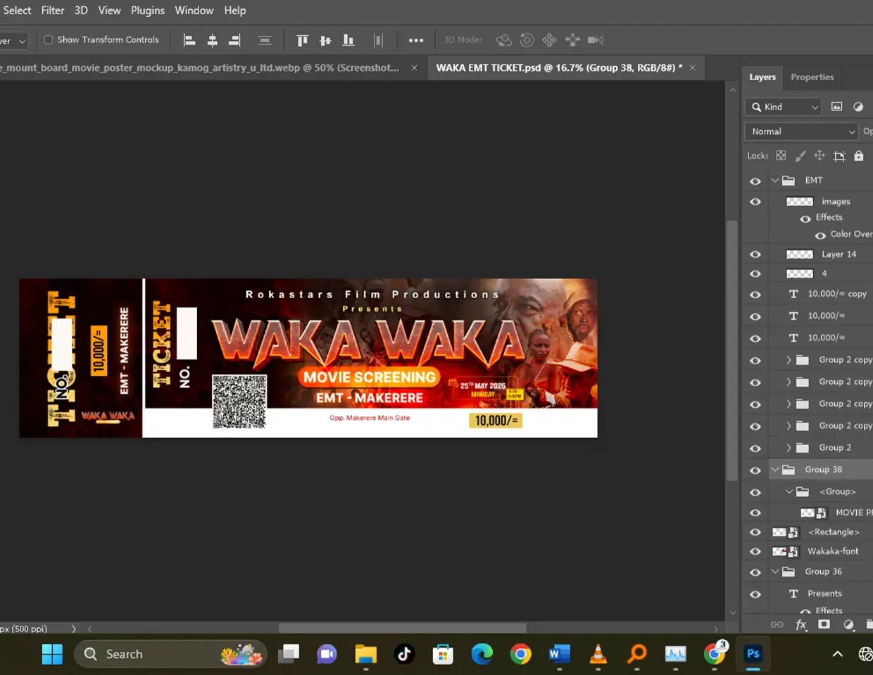 Waka Waka QR code movie ticket numbering setup