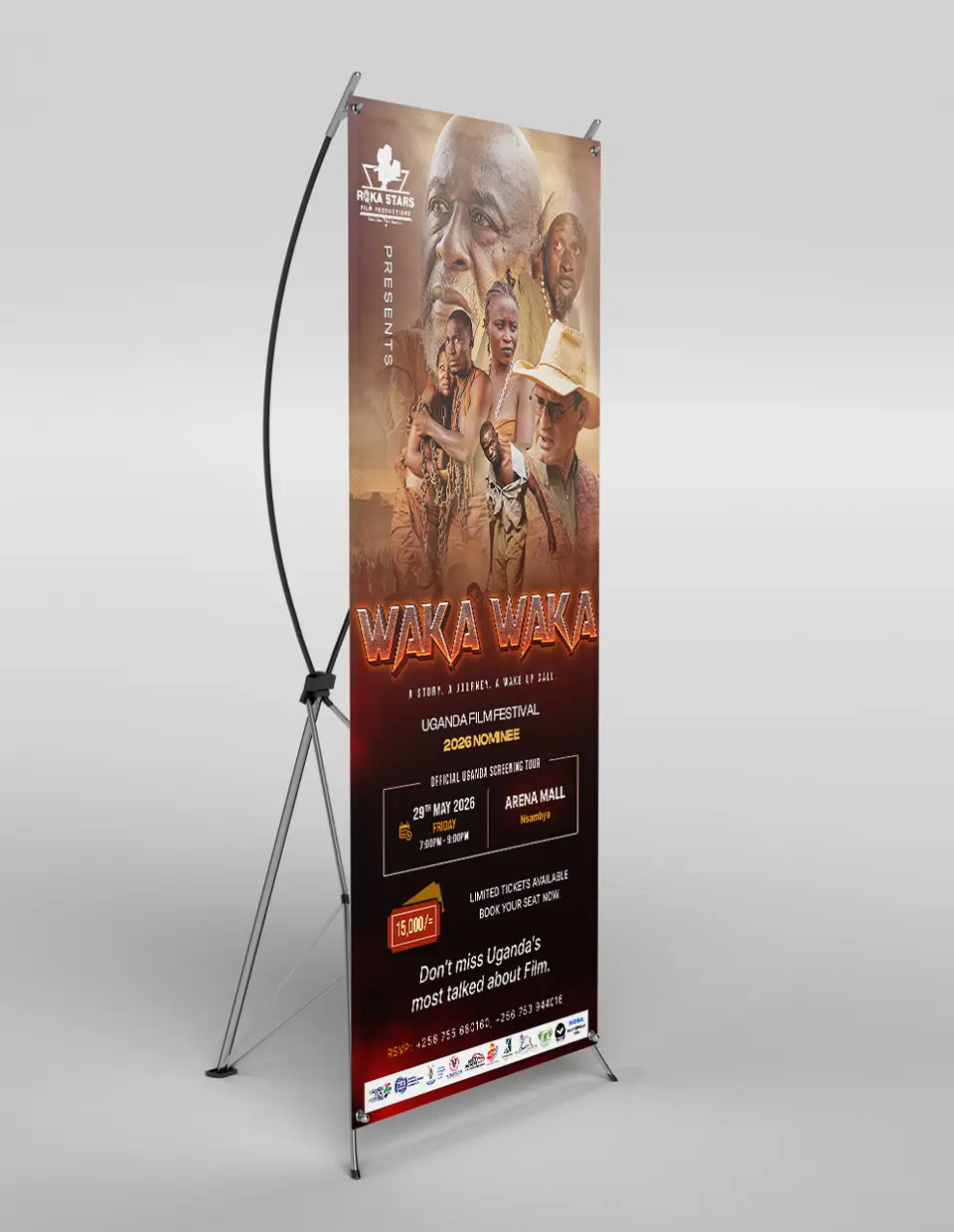 Waka Waka 3D X-banner movie screening mockup