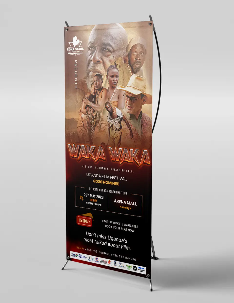 Waka Waka perspective X-banner cinema poster mockup