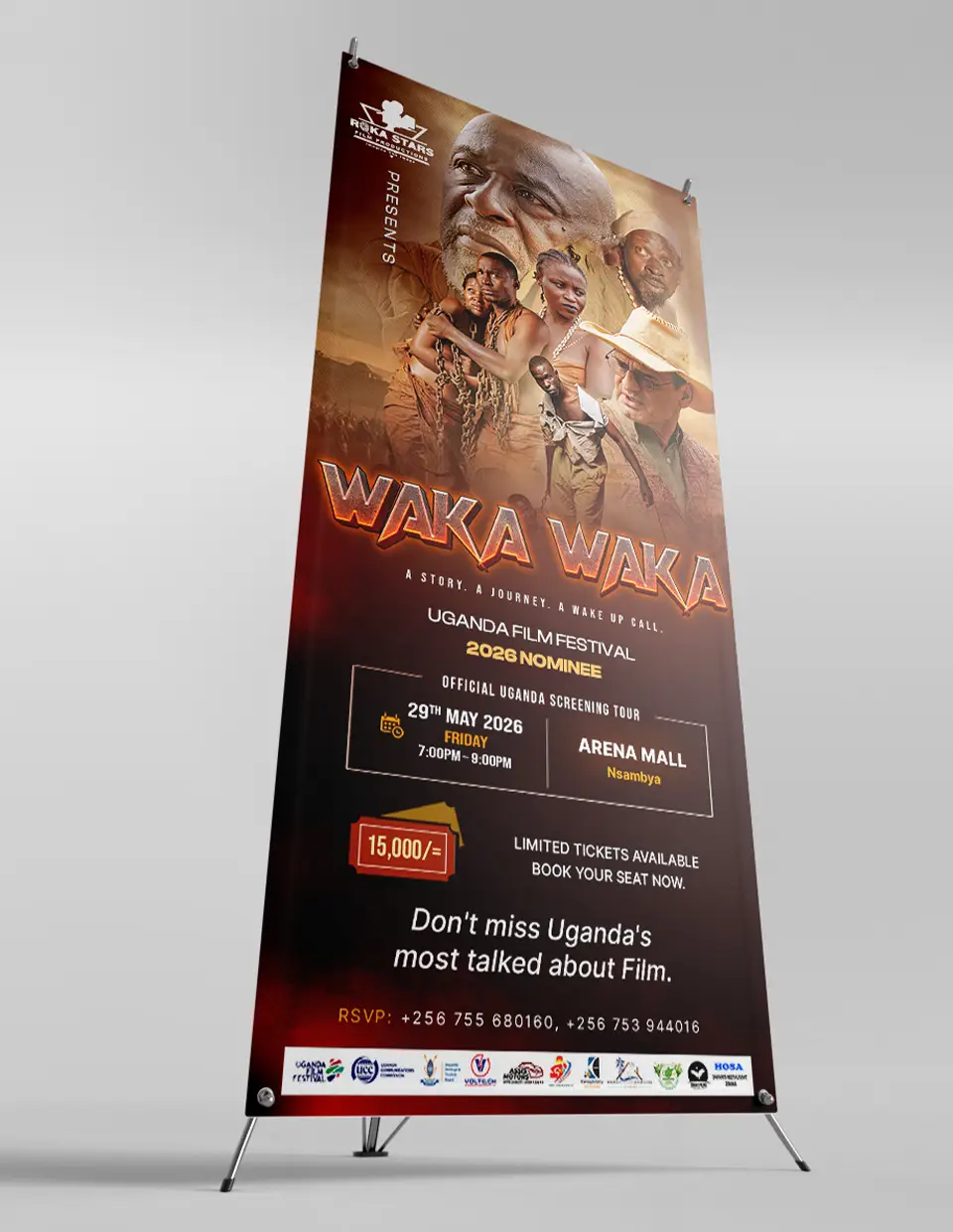 Waka Waka low angle X-banner movie promotion mockup