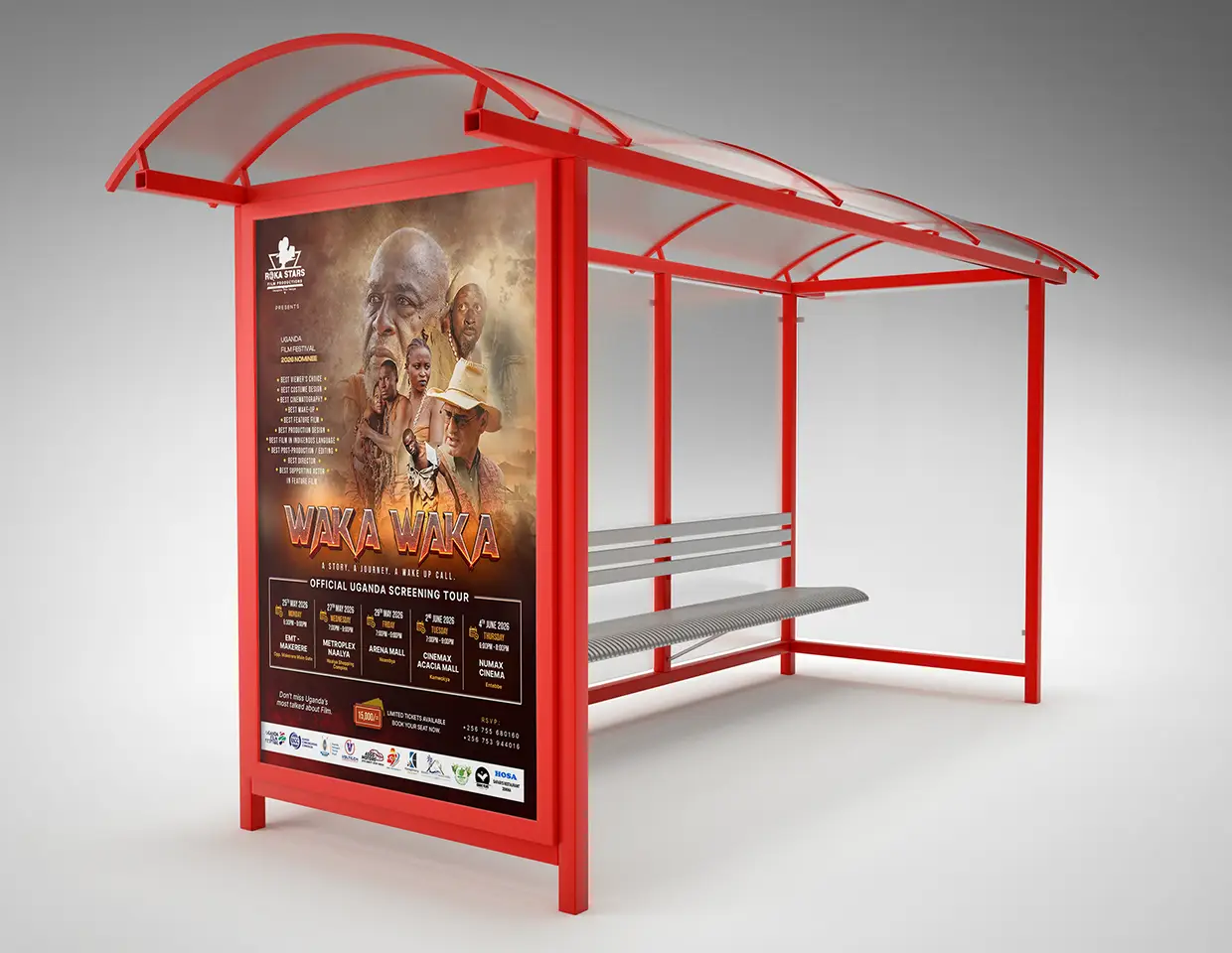Waka Waka bus stop advertising shelter mockup