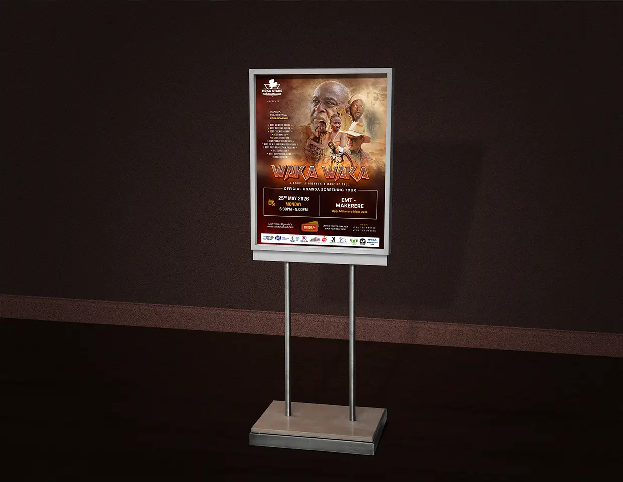 Waka Waka Metal Poster Display Stand mockup