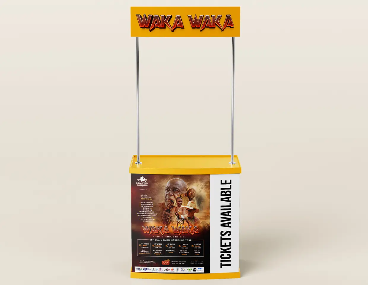 Waka Waka movie ticket sales counter mockup