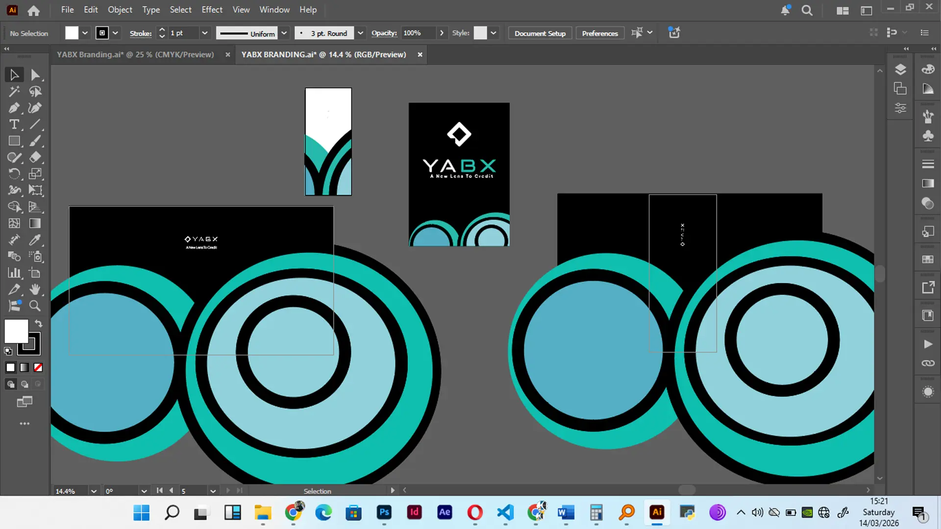 Custom corporate merchandise design setup in Adobe Illustrator for YABX branding project