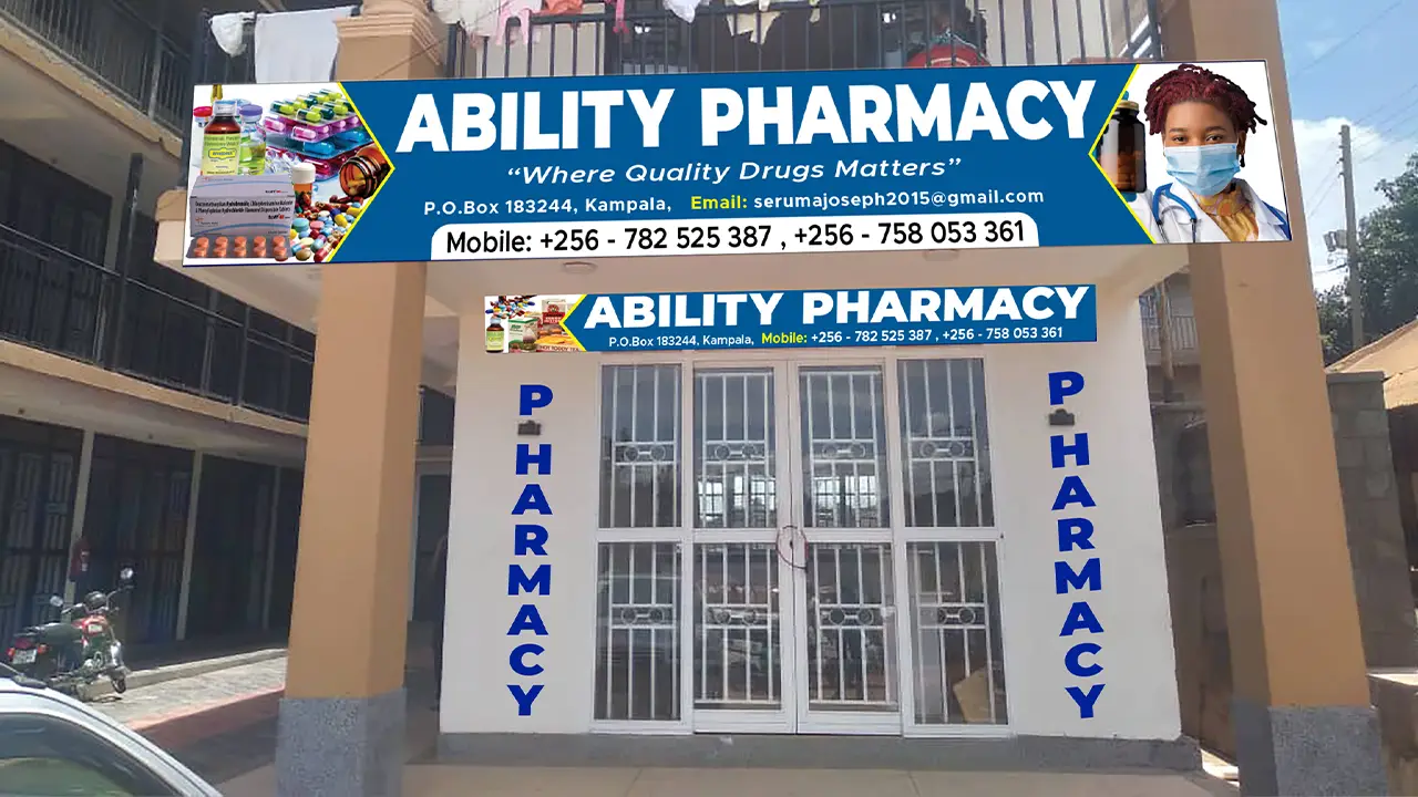 Shopfront signage and business visibility example in Uganda showing coordinated retail branding