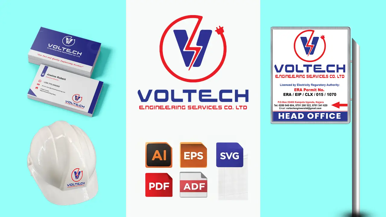 Vector logo package with AI EPS and SVG files prepared for sharp resizing across signage packaging business cards and other printed materials in Uganda