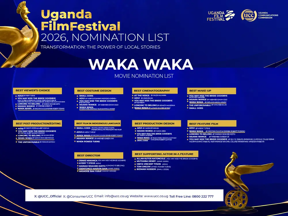 Uganda Film Festival 2026 nomination visual highlighting Waka Waka categories
