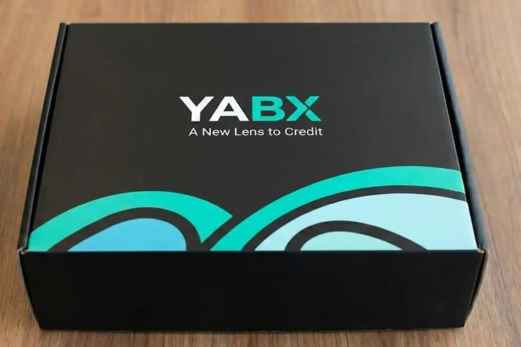 Corporate packaging identity system for YABX — consistent layout structure.