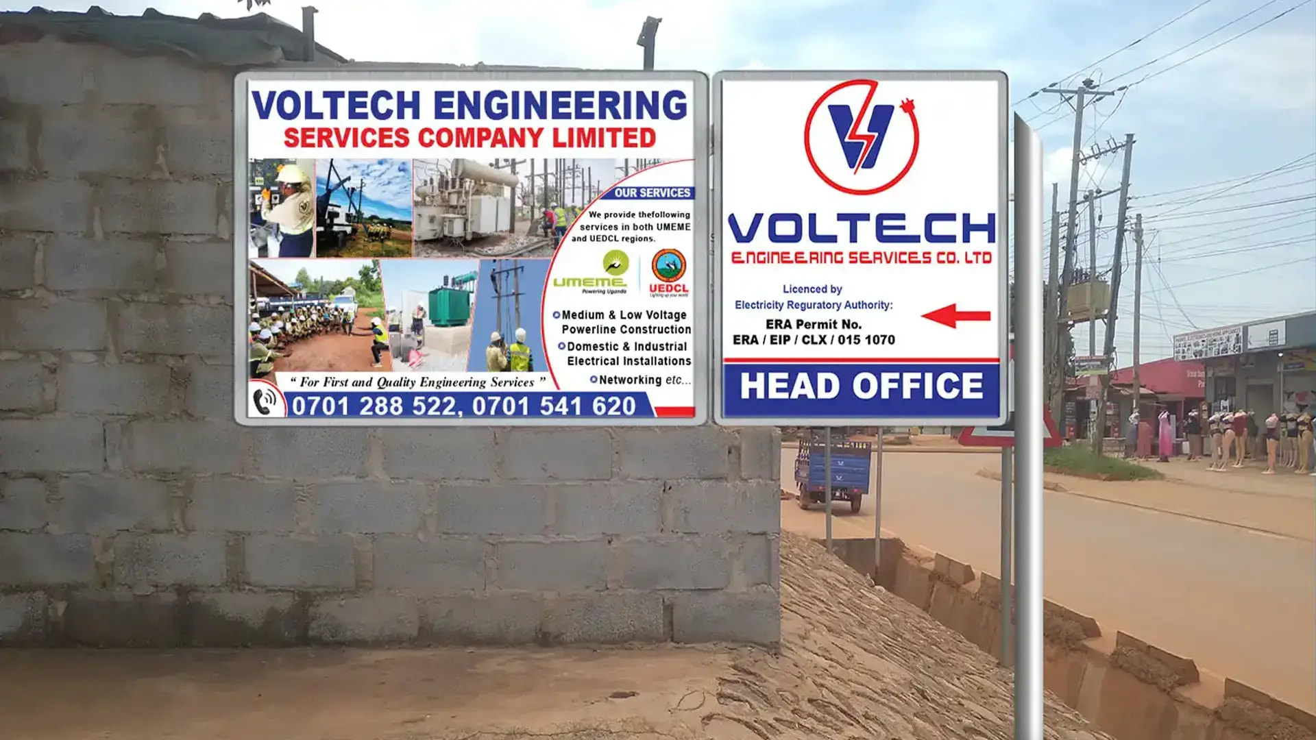 Exterior corporate logo installation in Kampala — professional signage execution.