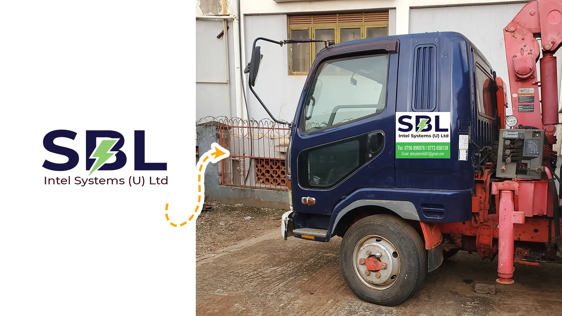 Corporate logo design applied on branded vehicle for business visibility in Kampala.