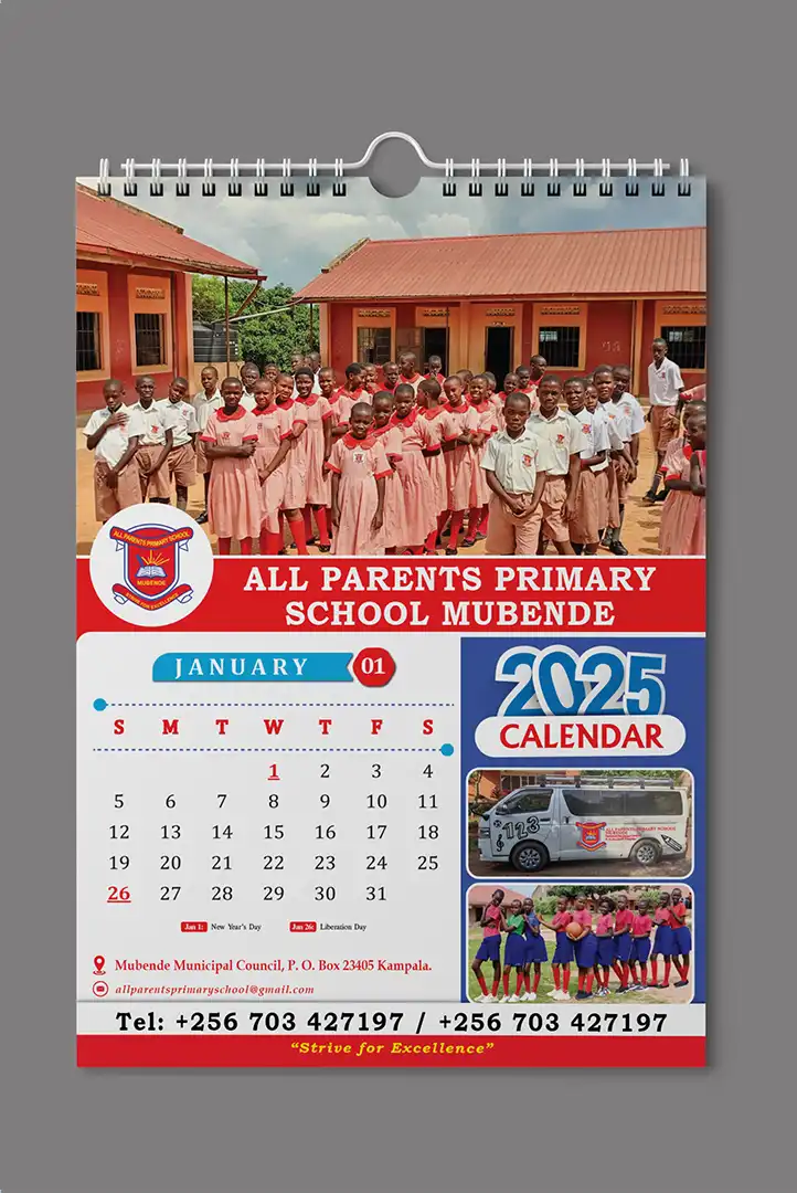 Corporate calendar printing in Kampala prepared for client gifting and distribution.