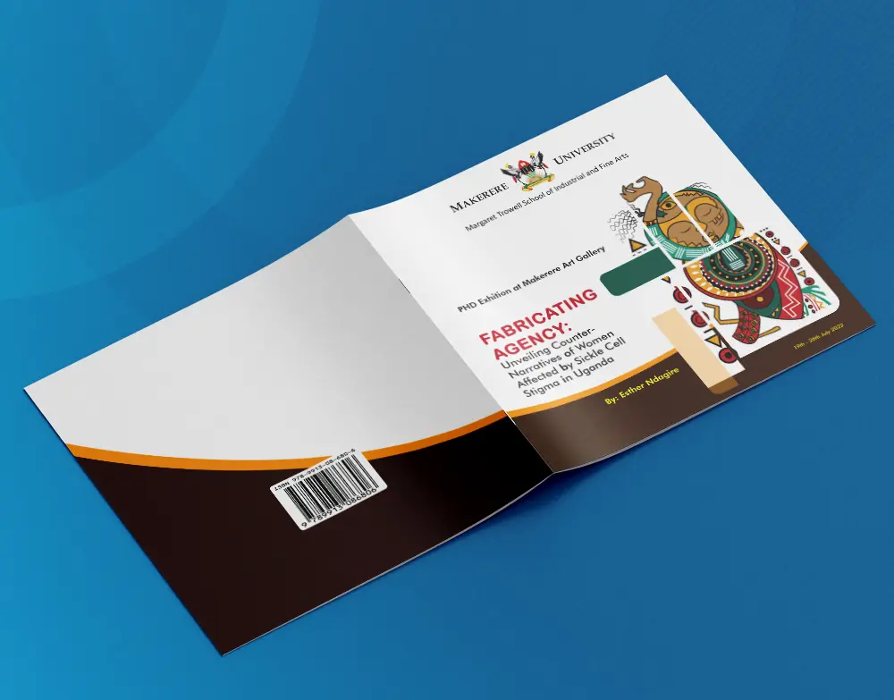 Back cover and spine view of a professionally printed catalogue with durable finishing in Kampala