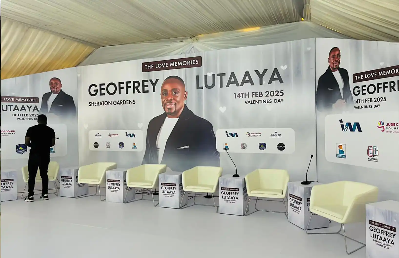 Event backdrop printing in Kampala prepared for clean stage and photo-wall setup.